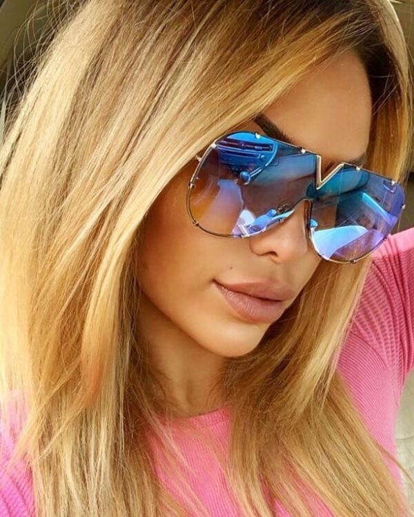 QUEEN Okulary damskie przeciwsłoneczne, modne okulary, duże okulary, lustrzanki