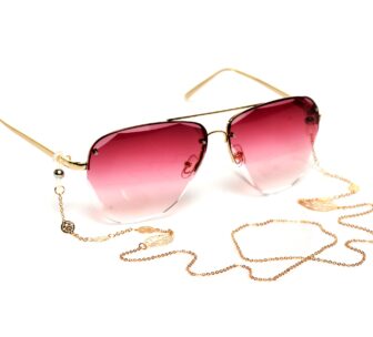 Łańcuszek do okularów- biżuteria do okularów złote listki