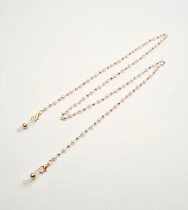 ŁAŃCUSZEK DO OKULARÓW- BIŻUTERIA DO OKULARÓW Biało-złote perełki