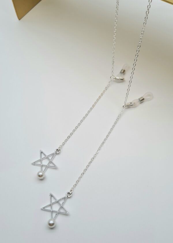 ŁAŃCUSZEK DO OKULARÓW- BIŻUTERIA DO OKULARÓW Srebrna Gwiazda Z Perłą