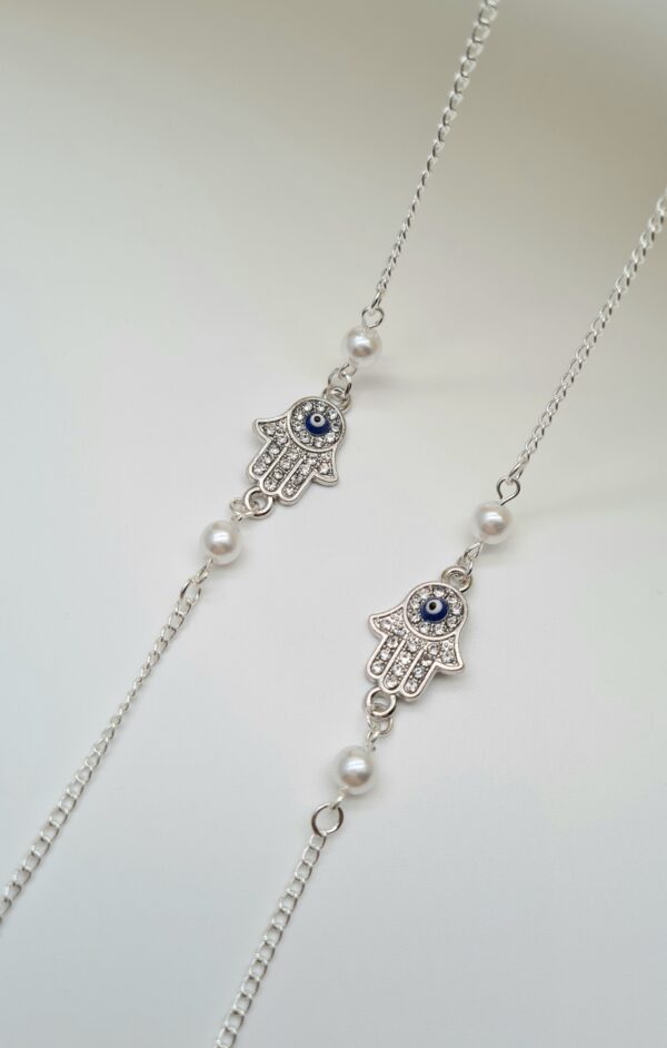 ŁAŃCUSZEK DO OKULARÓW- BIŻUTERIA DO OKULARÓW Srebrna Ręka Fatimy