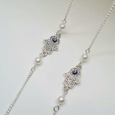 ŁAŃCUSZEK DO OKULARÓW- BIŻUTERIA DO OKULARÓW Srebrna Ręka Fatimy