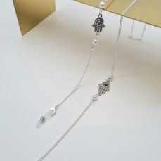 ŁAŃCUSZEK DO OKULARÓW- BIŻUTERIA DO OKULARÓW Srebrna Ręka Fatimy