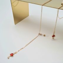 ŁAŃCUSZEK DO OKULARÓW- BIŻUTERIA DO OKULARÓW Czerwony Kluczyk