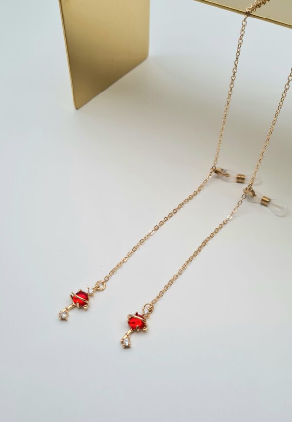 ŁAŃCUSZEK DO OKULARÓW- BIŻUTERIA DO OKULARÓW Czerwony Kluczyk