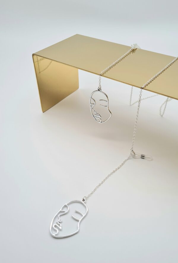 ŁAŃCUSZEK DO OKULARÓW- BIŻUTERIA DO OKULARÓW Srebrna twarz