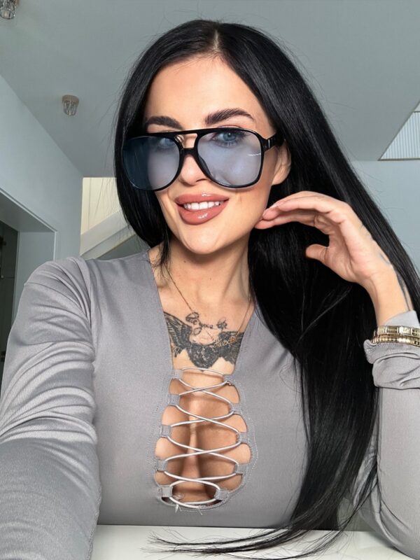 SHIRLEY BLACK Okulary Przeciwsłoneczne Damskie, duże pilotki