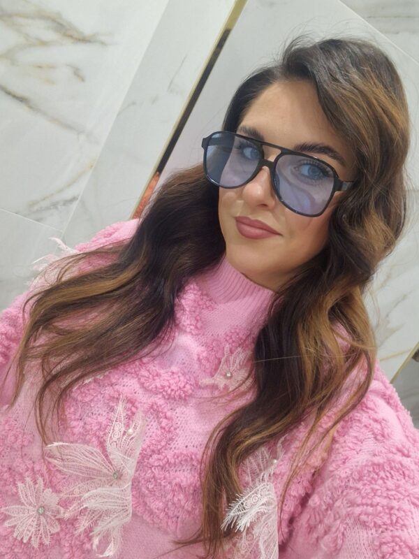 SHIRLEY BLACK Okulary Przeciwsłoneczne Damskie, duże pilotki