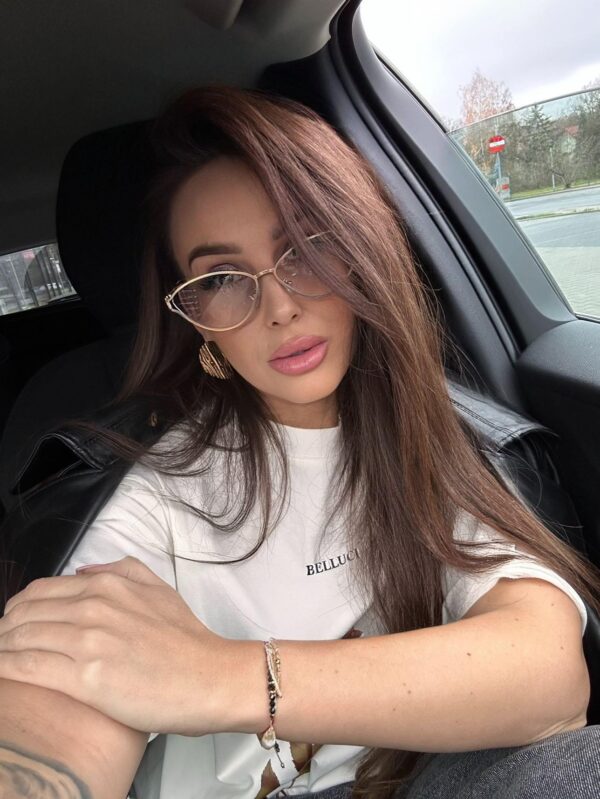 Lolita Okulary damskie zerówki, metalowe,kocie